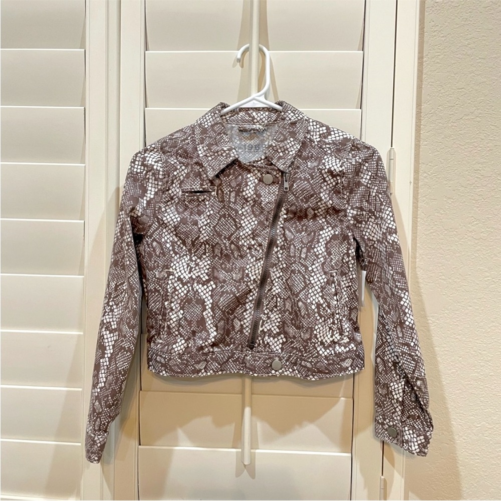 NWT Gap Kids Girls Snake Print Moto Jacket